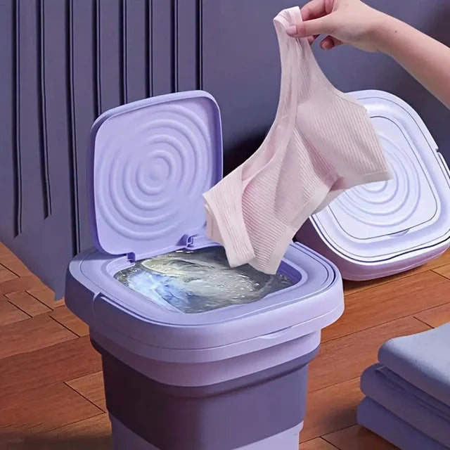 8L Portable Foldable Mini Washing Machine with Spin Dryer for Socks, Underwear & Baby Clothes