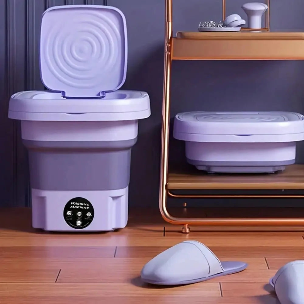 8L Portable Foldable Mini Washing Machine with Spin Dryer for Socks, Underwear & Baby Clothes
