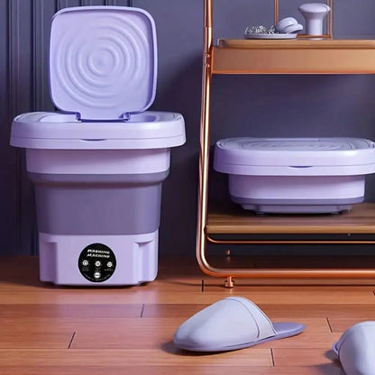 8L Portable Foldable Mini Washing Machine with Spin Dryer for Socks, Underwear & Baby Clothes