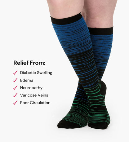 StrideMuse™ Advanced Wide Compression Socks For Pain Relief (Stripes)